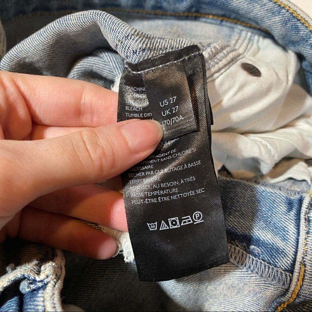 Free People Medium Wash Jeans Fray Hem Size 27 - Picture 6 of 7